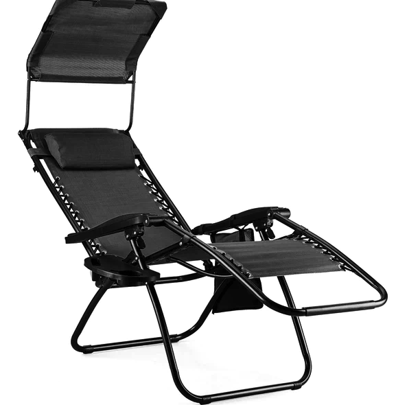 Шезлонг лежак Outtec Zero Graviti Sun раскладной с козырьком черный - изображение 6
