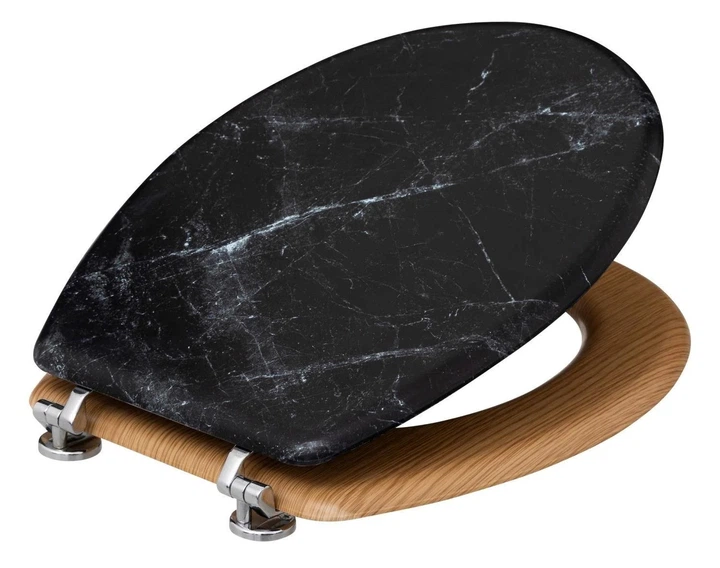 Deska sedesowa 5five Simply Smart Lea wzór marmuru regulowany rozstaw śrub Czarna (3560232550942) - obraz 2