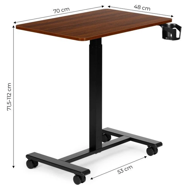 Mobilne biurko komputerowe ModernHome by Multistore regulowane 70 x 48 Czarno-brązowe (JNI-PN01-1-5) - obraz 4