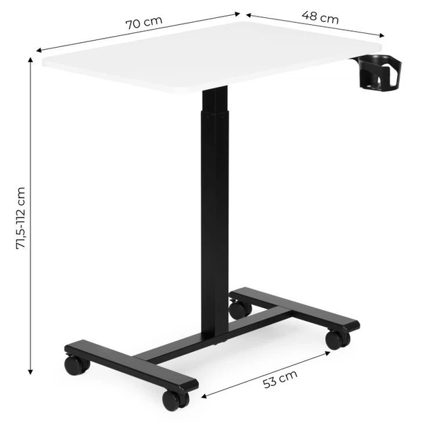 Мобільний комп'ютерний стіл ModernHome by Multistore регулюваний 70 x 48 Біло-чорний (JNI-PN01-1-1) - зображення 5