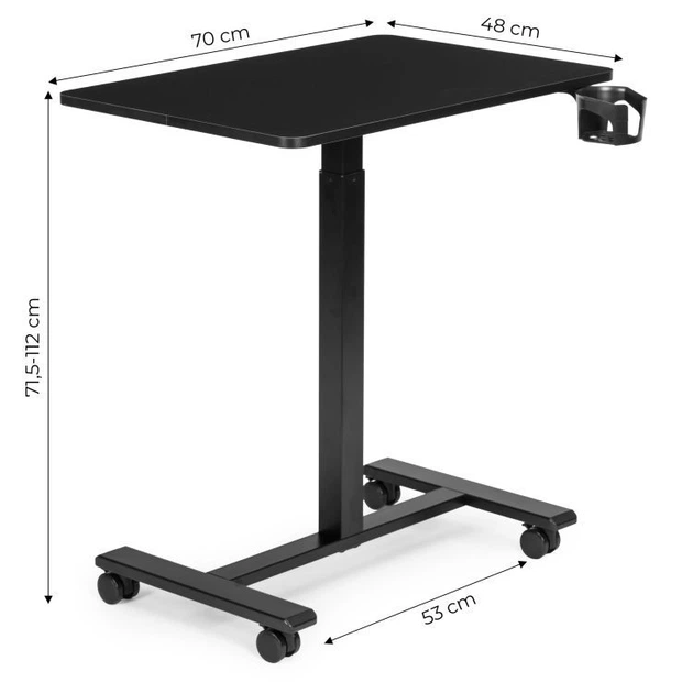 Mobilne biurko komputerowe ModernHome by Multistore regulowane 70 x 48 Czarne (JNI-PN01-1-16) - obraz 5