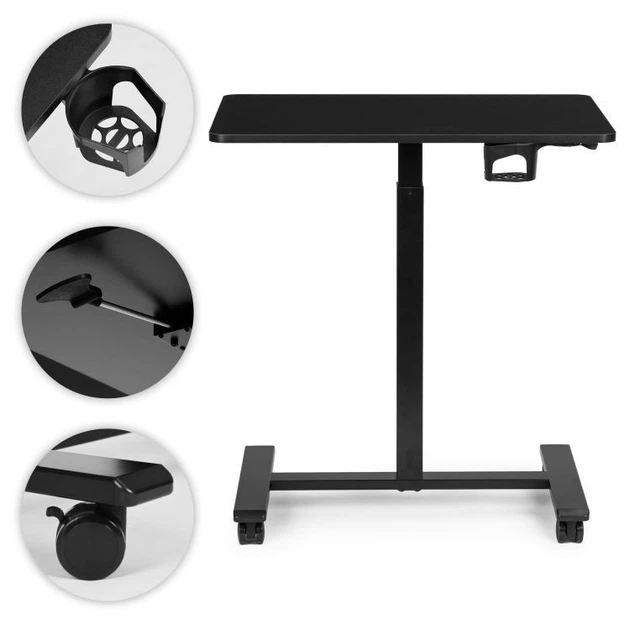 Mobilne biurko komputerowe ModernHome by Multistore regulowane 70 x 48 Czarne (JNI-PN01-1-16) - obraz 6