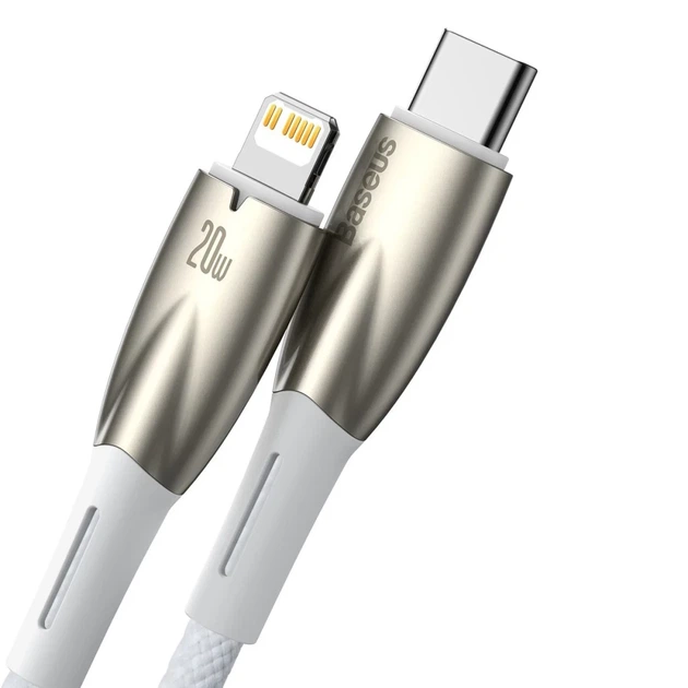 Кабель Baseus Glimmer Series Type-C to Lightning 20 Вт 1м white (CADH000002) - Фото 1 Кабель Baseus Glimmer Series Type-C to Lightning 20 Вт 1м white (CADH000002) - изображение 1