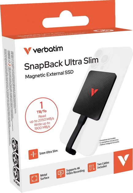 SSD диск Verbatim SnapBack Ultra Slim 1TB M.2 USB 3.2 Gen 2x2 Type-C Black (023942323365) - зображення 7