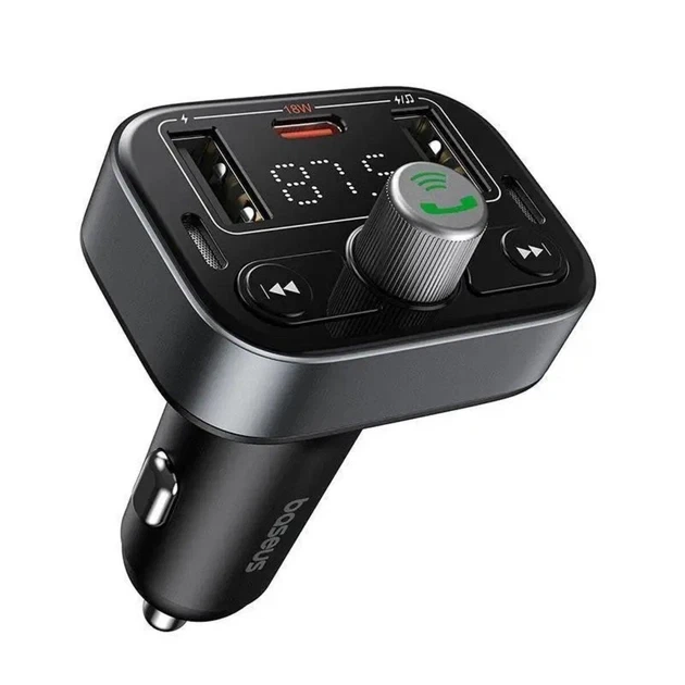FM-модулятор Baseus T-Typed S-09 Series (Bluetooth / 2xUSB / MicroSD) Black - изображение 2