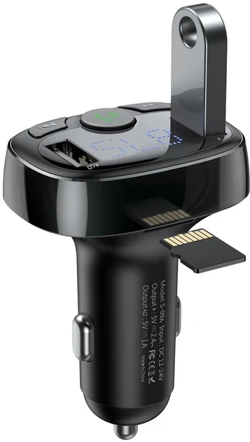 FM-модулятор Baseus FM Launcher S-09A (Bluetooth / 2xUSB / Hands-Free) Black - Фото 4 FM-модулятор Baseus FM Launcher S-09A (Bluetooth / 2xUSB / Hands-Free) Black - изображение 4