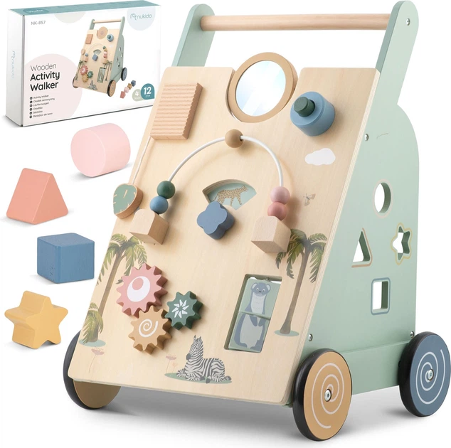 Дерев'яний ходунок-каталка для дітей Nukido NK-857 навчальний з рухомими елементами (5903890622220) - зображення 2
