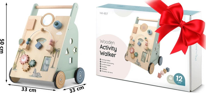 Дерев'яний ходунок-каталка для дітей Nukido NK-857 навчальний з рухомими елементами (5903890622220) - зображення 8