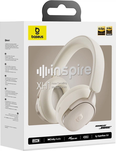 Słuchawki Baseus Inspire XH1 Starlight Off-White (A00085701233-00) - obraz 4