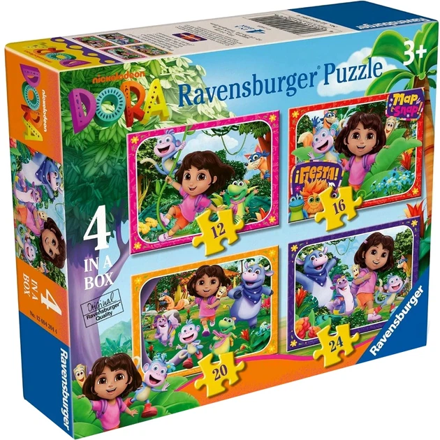 Puzzle Ravensburger Dora the Explorer 12 / 16 / 20 / 24 elementy (4005555042044) - Zdjęcie 1 Puzzle Ravensburger Dora the Explorer 12 / 16 / 20 / 24 elementy (4005555042044) - obraz 1