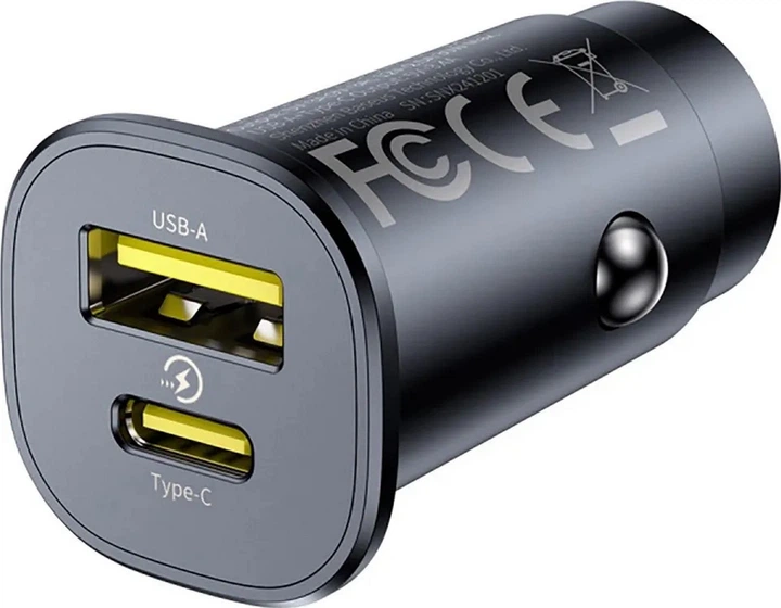 Автомобільний зарядний пристрій Baseus GoTrip 1 x USB-C + 1 x USB-A 30 Вт Black (6932172687236) - зображення 3