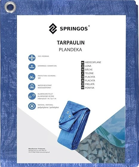 Брезент Springos 6 x 8 м 60 г/м2 Синій (GA2113) - зображення 8