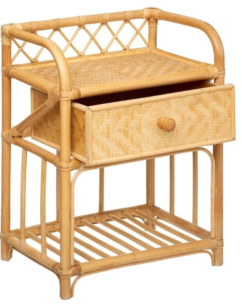 Приліжкова тумбочка Atmosphera AONI для спальної кімнати ротанг з шухлядою та полицею (3560237556314) - зображення 2