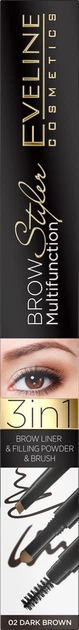 Олівець для брів Eveline Brow Styler Multifunction 3в1 з губкою та щіточкою (5901761976014) - зображення 2