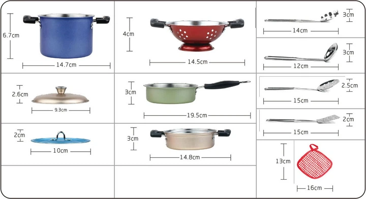 Zestaw do zabawy Xin Jia Le patelni z akcesoriami metalowe 7220258 (8718012044869) - obraz 3