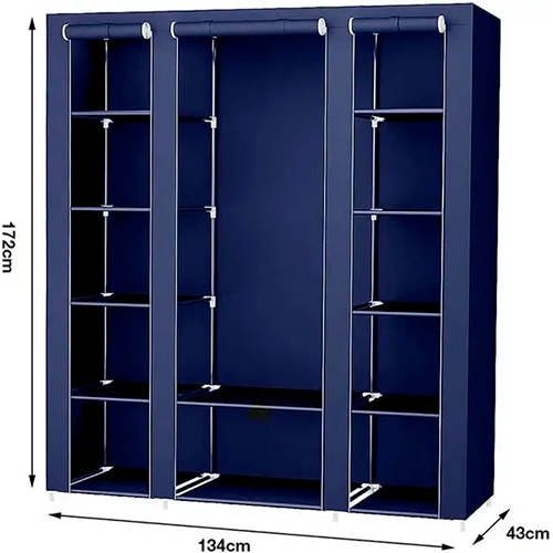 Шкаф тканевый раскладной Stenson R93320 Синий 130×45×175 см (R93320) - изображение 3
