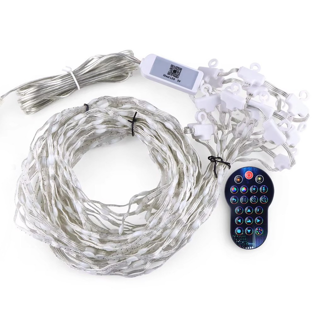 Умная новогодняя гирлянда штора от USB 2х2м 400LED 20 нитей+пульт, SFK 08, Разноцветная ( см11613 ) - Фото 3 Умная новогодняя гирлянда штора от USB 2х2м 400LED 20 нитей+пульт, SFK 08, Разноцветная ( см11613 ) - изображение 3