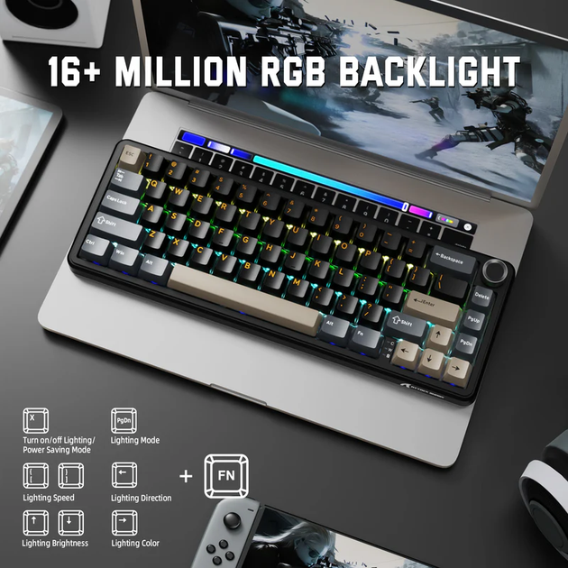 Игровая механическая клавиатура Attack Shark X66 / 60% / Три режима подключения / Strawberry Switch / Beige - изображение 4