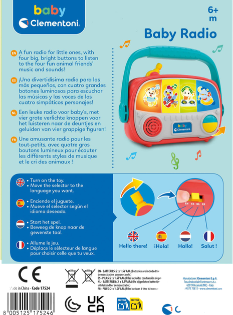 Interaktywna zabawka Clementoni Dziecięce radio (17524) (8005125175246) - obraz 3