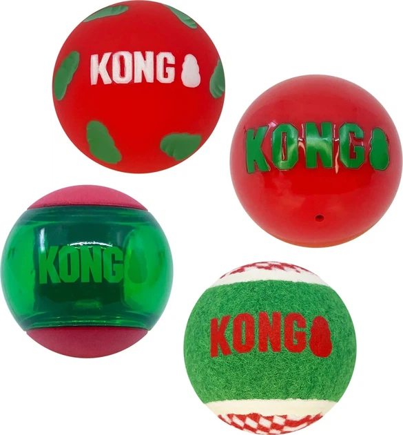 Zestaw piłek dla psów Kong Holiday Occasions Balls M 4 szt (35585535142 / 35585531311) - obraz 2