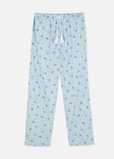 Жіночі піжамні штани Primark Wide Leg Pajama Bottoms XL для дому та сну Блакитний (8643) - зображення 4