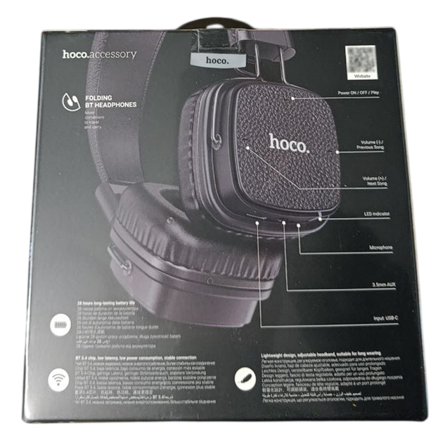 Накладные наушники складные Hoco W56 Earl 28+часов работы BT5.4/AUX/USB Type-C Black - изображение 9