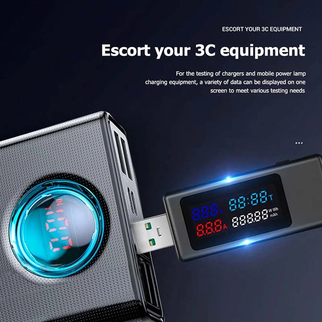 USB тестер струму напруги ємності KEWEISI KWS-V30 QC3.0 / 4-30V / 195W / 6.5A Black - зображення 3