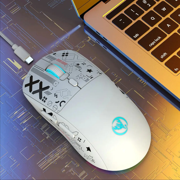 Бесшумная беспроводная мышка HXSJ T90 (2.4G, Bluetooth) Белая - Фото 3 Бесшумная беспроводная мышка HXSJ T90 (2.4G, Bluetooth) Белая - изображение 3
