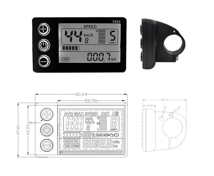 Контролер з дисплеєм 15А 350W 24/36v/48V LCD S866 - Фото 6 Контролер з дисплеєм 15А 350W 24/36v/48V LCD S866 - зображення 6