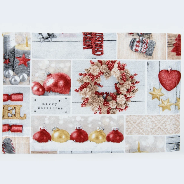 Сет сервировочный Новогодний / Коллаж, игрушки фон серый 30х45 см (173570) (145г/м.кв32см шт) 174755 - изображение 2