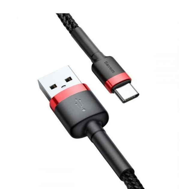 Кабель Baseus Cafule Cable USB for Type-C 3 A 1 м Red/Black (CATKLF-B91) - Фото 3 Кабель Baseus Cafule Cable USB for Type-C 3 A 1 м Red/Black (CATKLF-B91) - изображение 3