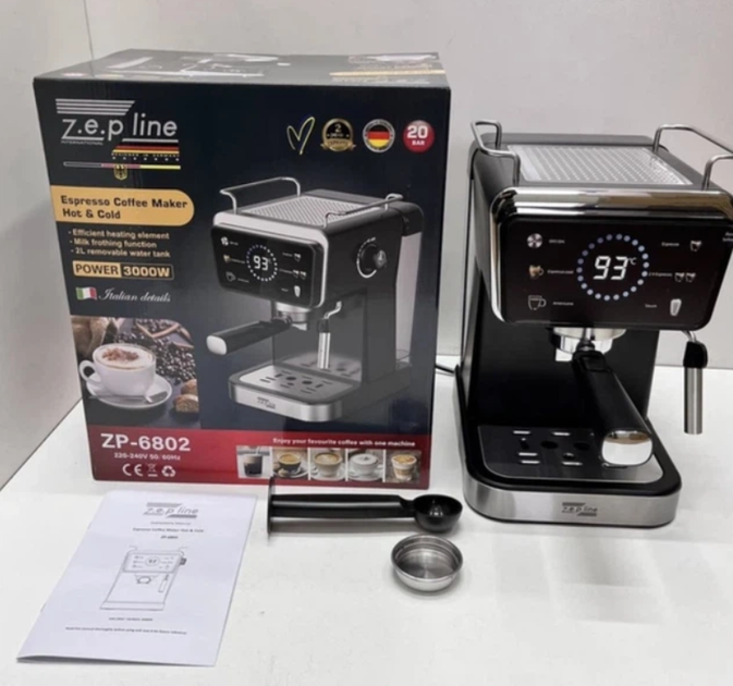 Кавомашина Zepline ZP-6802, 4000 Вт 20 Bar 2 л , чорна - зображення 3