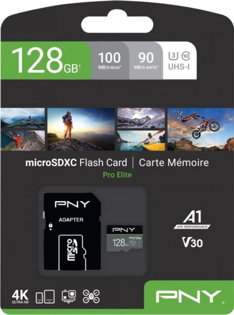 Karta pamięci PNY Pro Elite microSDXC 128GB Class 10 + Adapter SD (P-SDU128V31100PRO-GE) - obraz 2