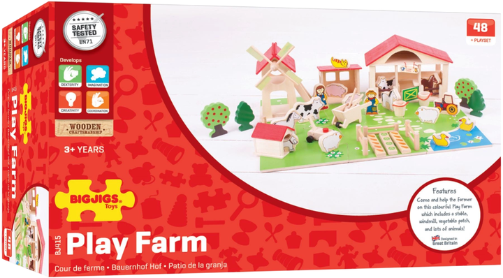 Zestaw do zabawy Bigjigs Toys Duża drewniana farma 48 elementów (0691621034156) - obraz 10