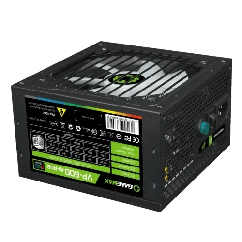 Блок живлення 600 Вт, GameMax VP-600 RGB, Black, напівмодульний (VP-600-M-RGB) - зображення 3