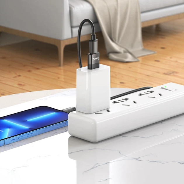 Адаптер переходник Hoco UA17 USB to Type-C (F) черный - изображение 4