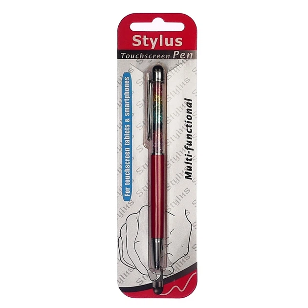Стилус ёмкостный , с шариковой ручкой, металлический, красный с кристаллами цветов радуги - Фото 3 Стилус ёмкостный , с шариковой ручкой, металлический, красный с кристаллами цветов радуги - изображение 3