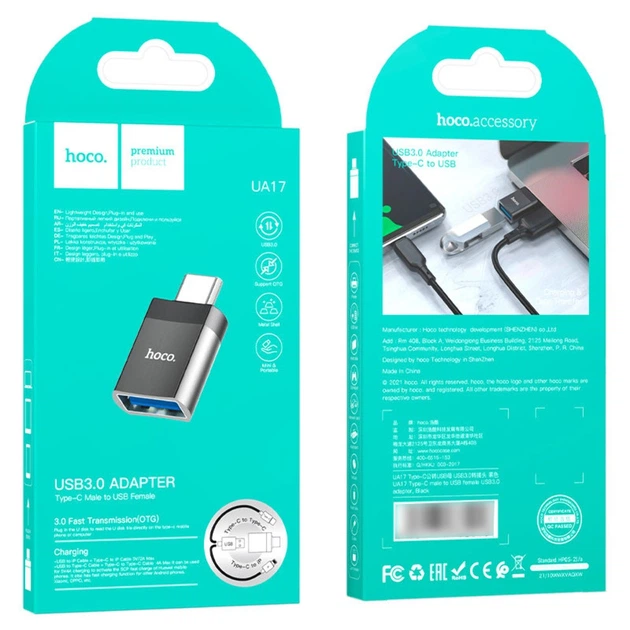 Адаптер перехідник Hoco UA17 Type-C to USB 3.0 (F) чорний - зображення 6