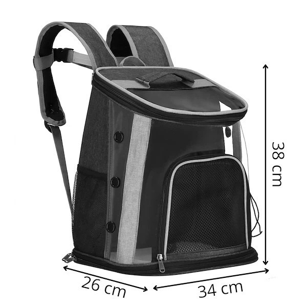 Plecak transportowy dla psa kota królika Springos do 15 kg 38 x 34 x 26 cm Czarny (5907719480107) - obraz 3