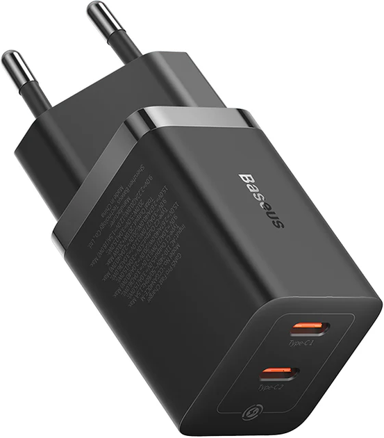 Мережевий зарядний пристрій Baseus GaN5 Pro Fast Charger 40W 2 x Type-C Black (CCGP180101) - зображення 4