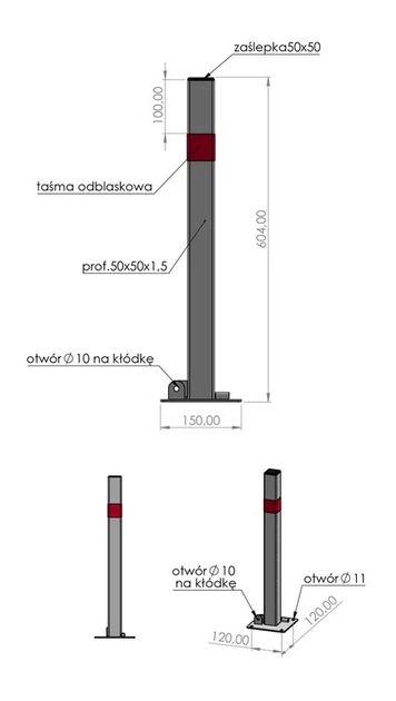 Блокада паркувальна Yato YT-55757 складана із замком стовпчик (5906083119286) - зображення 5