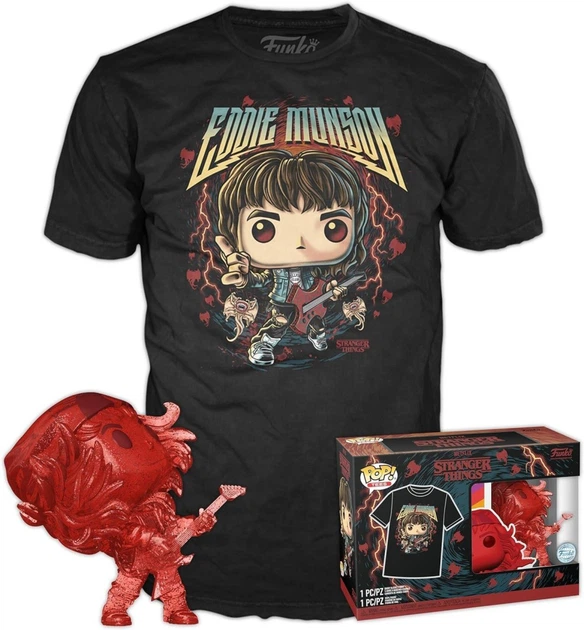 Набір Funko Pop! & Tee Stranger Things Фігурка Мисливець за чужими речами Едді з гітарою + футболка розмір M 79263 (889698792639) (955555912608195) - Уцінка - зображення 2