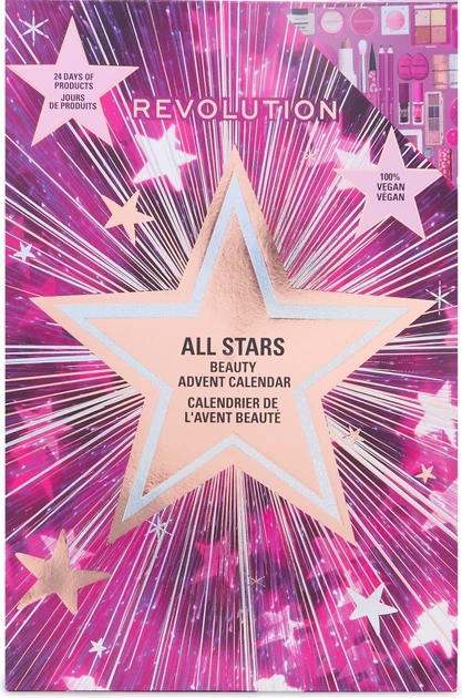 Kalendarz adwentowy Makeup Revolution All Stars Beauty 24 szt. (5057566868648) (955555913875892) - Outlet - obraz 2