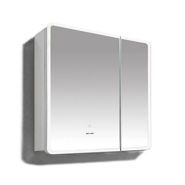 Шафка підвісна із дзеркалом у ванну MIXXUS Olivary 70x70x13см із підсвіткою білий MI8295 - зображення 2