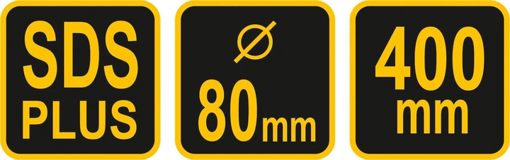 Mieszadło spiralne podwójne VOREL ze stali ocynkowanej SDS 80 x 400 mm (09096) (5906083053993) - obraz 3