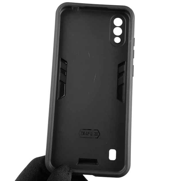 Чохол для телефона ZTE BLADE A51 lite броньований з магнітним кільцем-тримачем підставкою чорний - зображення 6