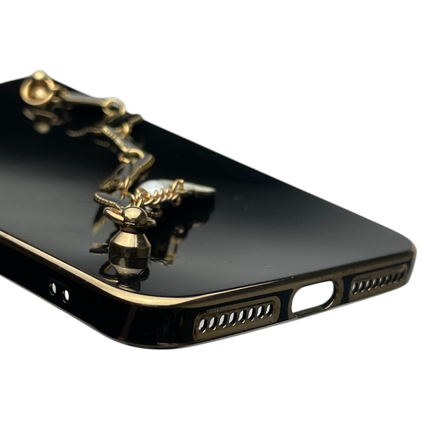 Чохол для телефона Apple iPhone 7 Plus жіночій із ремінцем на подарунок з прикрасами та золотою окантовкою чорний - Фото 7 Чохол для телефона Apple iPhone 7 Plus жіночій із ремінцем на подарунок з прикрасами та золотою окантовкою чорний - зображення 7