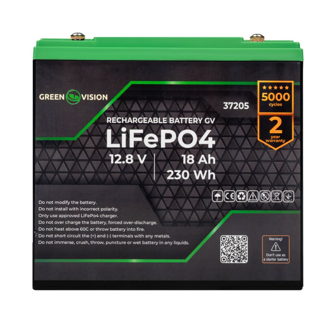 Аккумулятор GV LiFePO4 12V (12.8V) 18Ah (230Wh) для 12V систем и резервного питания - изображение 4