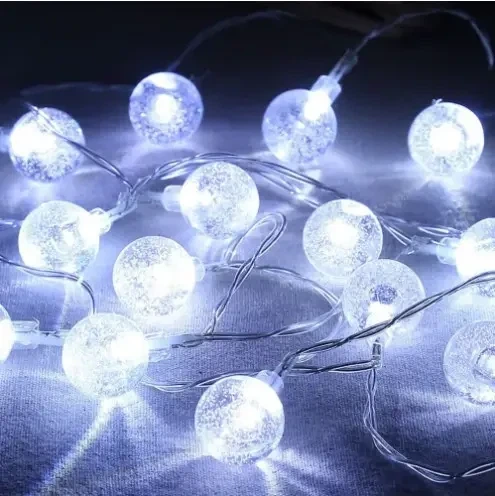 Новогодняя LED гирлянда "Хрустальные шарики" (13 м, 170 LED, Белый цвет) — Эффектное праздничное освещение - изображение 4
