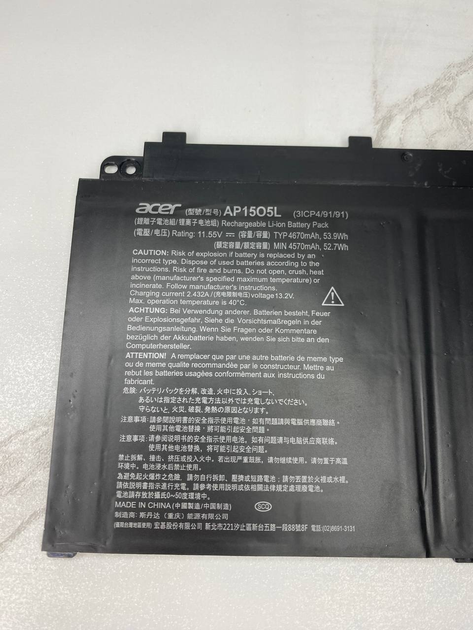 Оригинальная батарея (аккумулятор) для ноутбука Acer Aspire S5-371 (AP15O5L, AP15O3K, 11.55V, 53.9Wh) — Б/У - изображение 4
